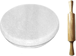 Chakla Chapati Chapati Chakla Marble Roti Maker Chapati Maker Marble Rolling Board Tavola rotonda Tagliere, Sottopentola rotonda, Diametro 20,5 cm, Bianco