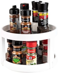 Rotatable Spice Rack Portable Rotating Spice Jars Holder for Kitchen and Pantry HFHOME Wood Kitchen Cupboard Storage 360-degree for Spices and Condiments 
