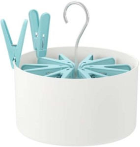 Blue 50 Pack Peg Basket and Large Pegs Assorted Colours Blue Grey White Clothes Hanging Drying 