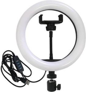 LEANO 10 Inch LED Video Ring Light Lamp 3 Lighting Modes Dimmable with Phone Clip Macro & Ringlight Flashes 