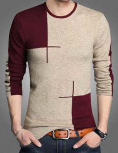 Try This Color Block Men Round Neck 