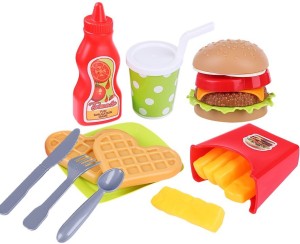 HN Simulation Hamburger French Fries Pretend Play Assembled Food Education Kids 