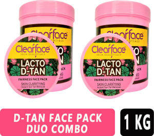CLEARFACE FAIRNESS EXPERT Lacto D-Tan Face Pack Set Of 2/ Instant Sun