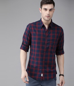 Roadster Men Checkered Casual Dark Blue 