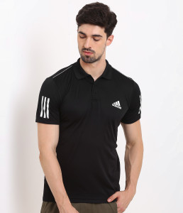 ADIDAS Sporty Men Polo Neck Black T-Shirt - Buy ADIDAS Sporty Men Polo Neck  Black T-Shirt Online at Best Prices in India | Flipkart.com