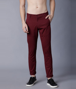 HIGHLANDER Slim Fit Men Maroon Trousers 
