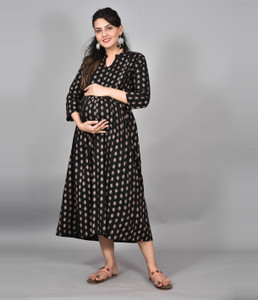 Negen Women Gathered Black, Pink Dress 