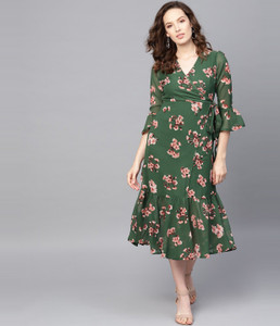 SASSAFRAS Women A-line Green Dress 