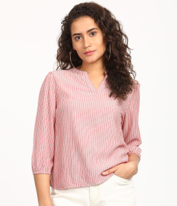 Casual Puff Sleeve Striped Women 
