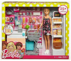 BARBIE FRP01 Doll and Supermarket Playset FRP01 Doll and