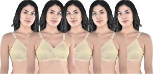 Buy Zivosis Women Beige Cotton Blend Full Coverage Non Padded