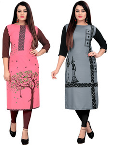 maruti fab Women Floral Print Colorblock A line Kurta Buy