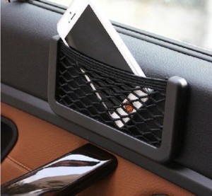 Small Size VOSAREA Adhesive Car Storage Box Carbon Fiber Container Organizers Phone Holder for Car 
