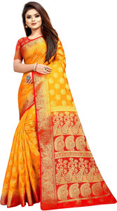 Shopsy Shopwell Self Design Banarasi Cotton Silk Multicolor Saree - Image 1