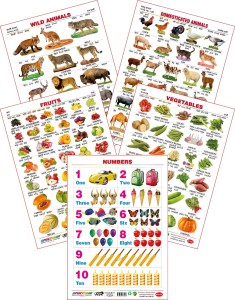 Spectrum Set of 5 Educational Large Wall Charts : ( Wild Animals , Domestic  Animals , Fruits , Vegetables & Numbers 1-10 ) Price in India - Buy  Spectrum Set of 5