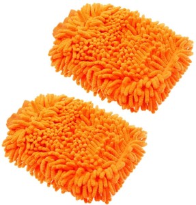 Starbaf Chenille Microfibre Wash Mitt Blue Thick and Absorbent Scratch Free Car Wash Mitt Complete with Wheel Brush 