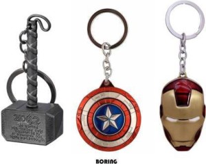 Stormbreaker Axe & Captain America Shield Keyring/Keychain Combo Thor Hammer