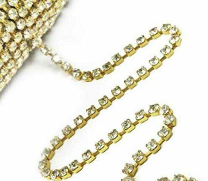 CRAFT 5yard/roll AB Crystal Rhinestone Chain SS6-SS16 DIY Jewelry Craft Gold #Cr 