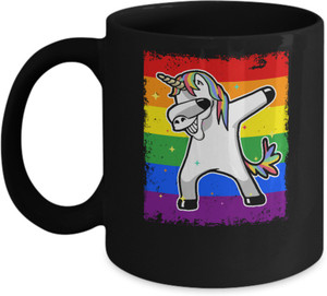 Sky Dot Dabbing Unicorn Lgbt Gay Pride Flag Coffee Ceramic Coffee Mug
