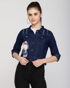 Full Sleeve Applique Women Denim Jacket 