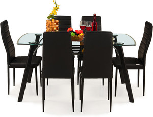 Royaloak Milan Italian Glass 6 Seater Dining Set Price In India Buy Royaloak Milan Italian Glass 6 Seater Dining Set Online At Flipkart Com