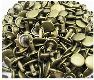 Amanteao Bronze Double Cap Rivets – 6mm Cap, 8mm Post – 200 Sets, Metal, Perfect For Leathercraft & DIY Projects (Finished Look Both Sides)