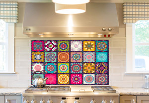 DivineDesigns 61 cm Mandala Rectangles Kitchen Sticker Self Adhesive ...
