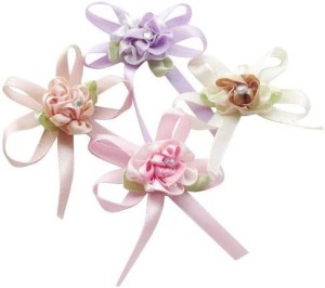 60mm Appliques Wedding Decor Bulk Lots Khaki Chenkou Craft Pac.k of 12pcs Chiffon Flowers Ribbon Bows W/Beads 2-3/8 