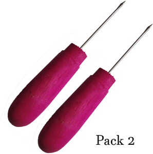 Pack Of 2 Nice Wood Handle Pin Punching Hole Maker, Scratch Awl Sewing Repair Tool For Leather Craft Cloth Tent, DIY Stitching Repair Sewing Yellow