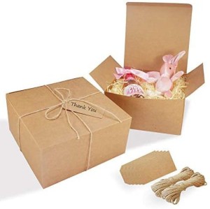 Weddings Birthdays Party Elcoho 15 Pack Gift Boxes 8 x 8 x 4 Inches Brown Kraft Paper Present Bxoes Gift Boxes with Lids for Clothes Wrapping Christmas Crafts Holidays Bridesmaid Proposal Boxes 