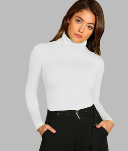LIME Solid Women Turtle Neck White T-Shirt - Buy LIME Solid Women Turtle  Neck White T-Shirt Online at Best Prices in India | Flipkart.com