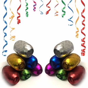 5 Pack Curling Assorted Colors Silver Gold Green Blue Metallic Gift Wrapping Ribbon for Balloons String Florist Flower PartyWoo 4711100068598 Crafts Assorted-0946 Iridescent 