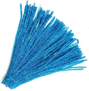 Iridescent Sparkly Tinsel Stems Pipe Cleaners Chenille Stems 6 Inches 80 Pieces Blue 