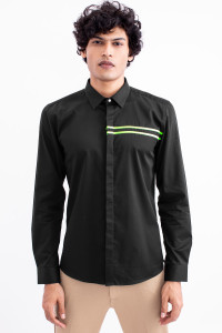 Snitch Men Solid Casual Black Shirt 