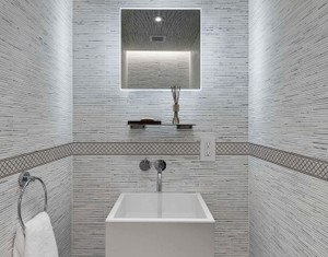 WALLDESIGN 304.8 cm Grey Tile Geometric Pattern Border For Bathroom ...