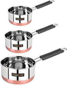 Stainless Steel Indian Teapan Sauce Pan Milk Pot Copper Bottom Steel Handle 