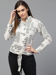 Newspaper print shirt for women clearance