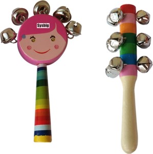Kids Baby Classic Tambourine Toy Wooden Hand Rattles Drum  LA
