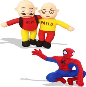 Motu patlu and spider man soft toys (25cm) Price in India Buy