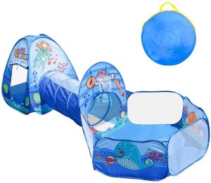 3-en-1 Cartoon Rideau de Jeu pour Enfants Tent Crawling Tunnel Baby Play House Ocean Ball Pool 