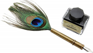 Ikshu Peacock Feather Pen Style 0.5mm Fine Nib Writing Quill Old ...