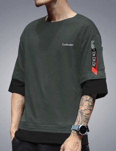 Men Round Neck Grey T-Shirt