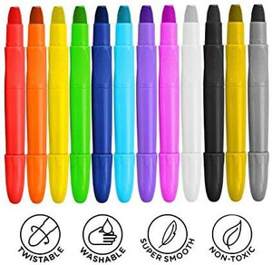 Glitter Crayons For Kids 12 Colors Glitter Twistable Crayons For Kids - Washable Metallic Gel Markers With Watercolor Effect, Non-Toxic Art Supplies Washable Glitter Crayons For Toddlers