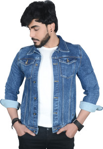 Sleeve Solid Men Denim Jacket 