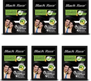 black rose Hair Color Shampoo Natural Black with Free Gloves (Pack of 6) ,  Natural Black - Price in India, Buy black rose Hair Color Shampoo Natural  Black with Free Gloves (Pack