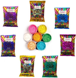 Nyalkaran Holi Powder by Silk Gulal Colors - 7 Colors 100g - Packets ...