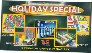 MINTLEAF 5 IN 1 Board Game Snake Ladders Business Chess Crossword