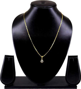 3SIX5 Golden Chain With Diamond Pendant 