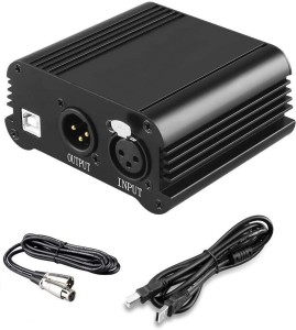 SOUVENIR 48V Portable Phantom Power with USB Power Cable & XLR Male to Female Cable Audio Interface Sound Card for BM800 & Any Condenser Microphone Music Recording (Metal Black) Power Price in India - Buy