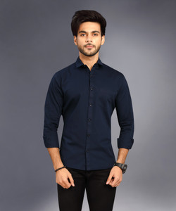 CLUB Men Solid Casual Dark Blue Shirt 